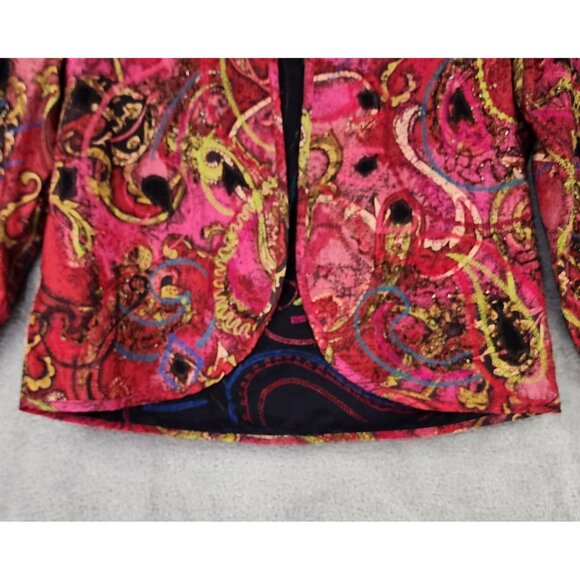 Chicos Jacket Womens Size 0 Multicolored Silk Embroidered Beaded Vintage Top - Picture 8 of 11